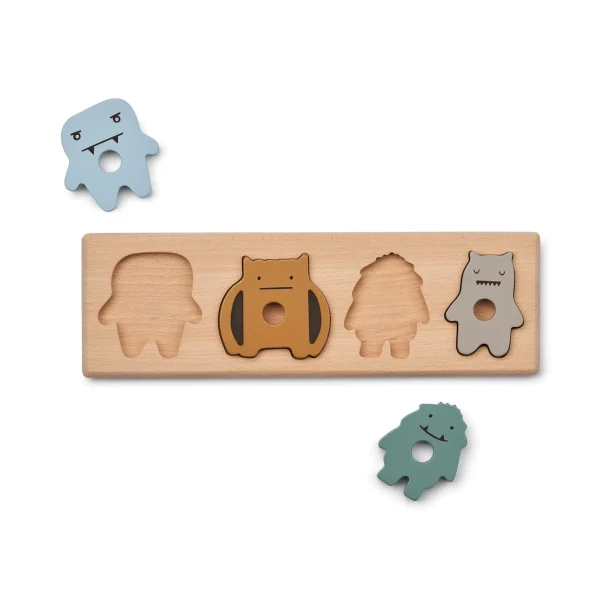 Liewood puzzle en bois enfant motricité éveil cadeau accessoire jeu jouet formes animaux monstres le beguin de charlie concept store tours